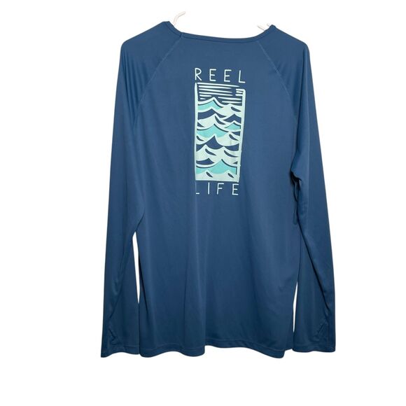 Reel Life T-Shirt Men's XXL Blue Rash Guard Long Sleeve Crew Neck Athletic - Picture 1 of 9